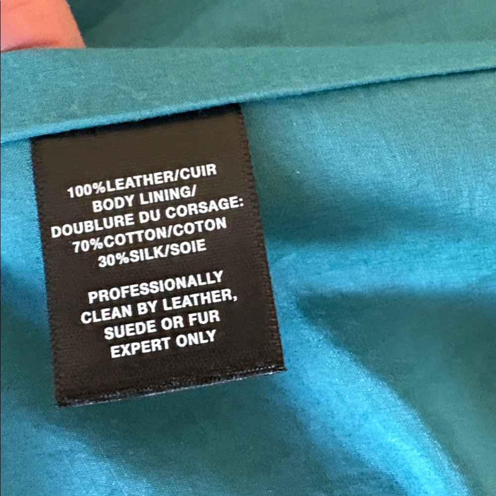 Lafayette 148 New York Turquoise Leather Jacket XL - Picture 7 of 7